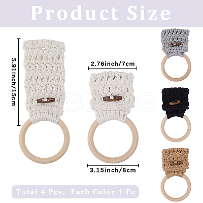 4Pcs 4 Colors Bohemian Cotton Thread Weave Towel Rack AJEW-CN0004-63-1