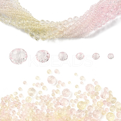 6 Styles Gradient Color Transparent Painted Glass Beads Strands DGLA-YW0001-28Y-1