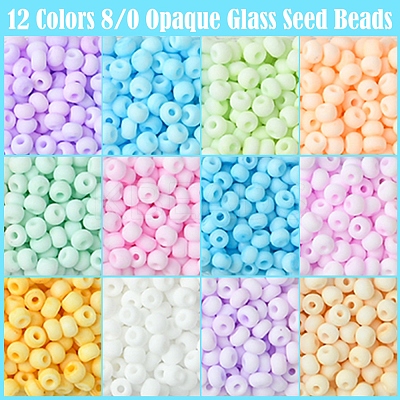 60G 12 Colors 8/0 Opaque Glass Seed Beads SEED-FS0001-28-1