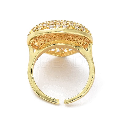 Brass with Cubic Zirconia Open Cuff Rings for Women RJEW-A035-20G-1