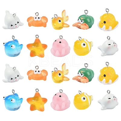 20Pcs 10 Styles Ocean Theme Resin Pendants RESI-CJ0003-52-1