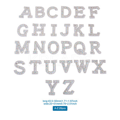 Alphabet Resin Rhinestone Patches DIY-TAC0005-45D-1