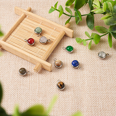 9Pcs 9 Styles Natural Mixed Stone Charms G-FW0001-28-1