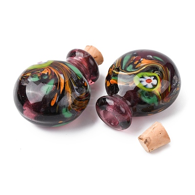 Handmade Lampwork Perfume Bottle Pendants LAMP-H072-01B-1