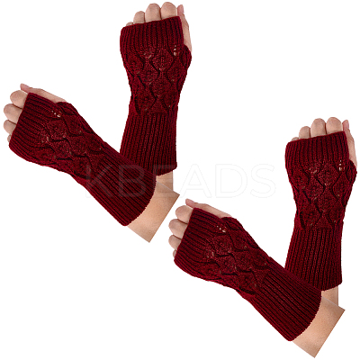 2 Pairs Acrylic Fiber Yarn Knitting Fingerless Gloves AJEW-DJ0001-65C-1