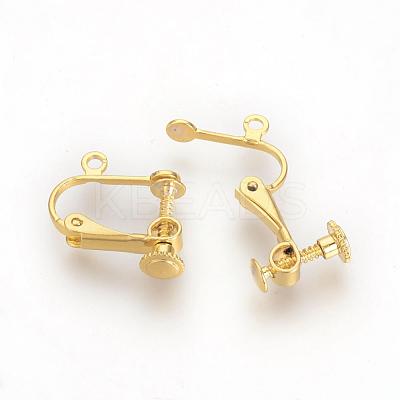 Brass Screw Clip-on Earring Findings KK-R071-04G-1