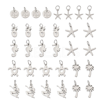 32pcs 8 Style Rack Plating Alloy Pendants FIND-EL0001-04-1