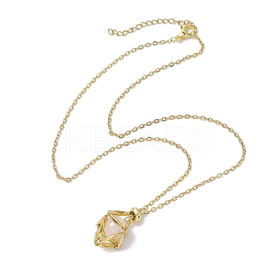 Crystal Stone Cage Pendant Necklaces NJEW-JN04759-01-1