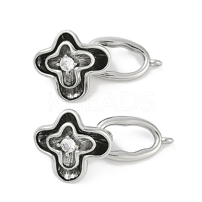 Brass Micro Pave Clear Cubic Zirconia Fold Over Clasps KK-U043-18P-1