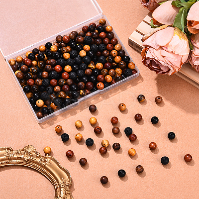 270Pcs 6 Styles Natural Waxed Wooden Beads WOOD-YW0001-51-1