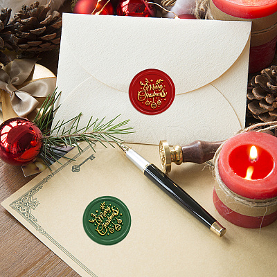 Brass Wax Seal Stamp with Handle AJEW-WH0184-0655-1