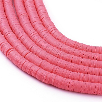 Flat Round Handmade Polymer Clay Beads CLAY-R067-8.0mm-25-1