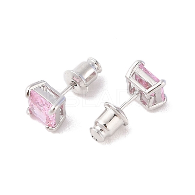 Rack Plating Brass Micro Pave Cubic Zirconia Stud Earrings EJEW-I304-01P-03-1