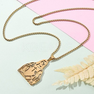 201 Stainless Steel Religion Pendant Necklaces NJEW-Z058-05G-1