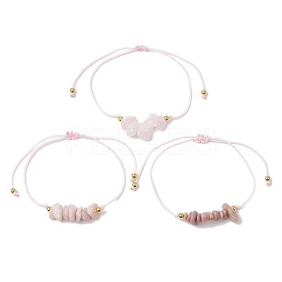 3Pcs 3 Styles Gemstone Braided Bead Bracelets BJEW-JB11146-08-1