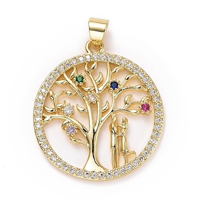 Brass Micro Pave Colorful Cubic Zirconia Pendants ZIRC-E165-05G-1