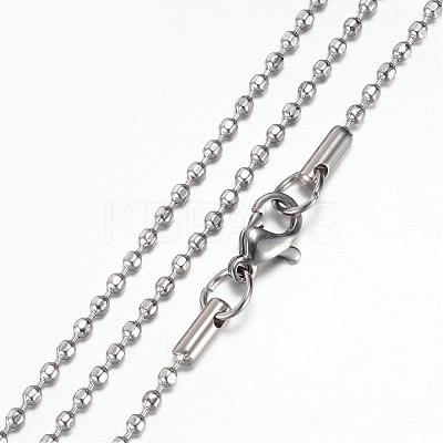 Tarnish Resistant 304 Stainless Steel Ball Chain Necklaces STAS-G083-34P-1
