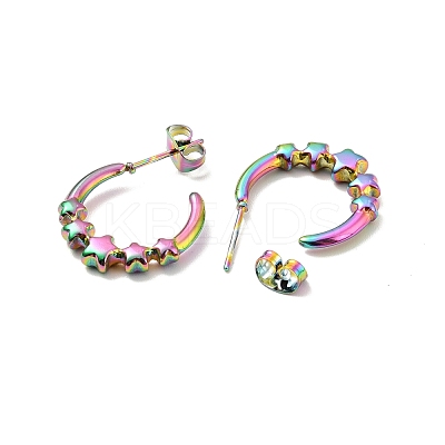 Ion Plating(IP) 304 Stainless Steel Star Stud Earring EJEW-P202-04MC-1