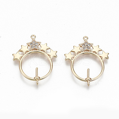 Brass Micro Pave Clear Cubic Zirconia Peg Bails Links KK-T062-22G-NF-1