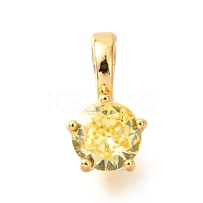 Brass Micro Pave Cubic Zirconia Charms KK-D356-05B-G-1