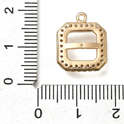 Rack Plating Brass Micro Pave Clear Cubic Zirconia Square Pendant Cabochon Settings For Fancy Stones KK-NH0001-17KCG-1