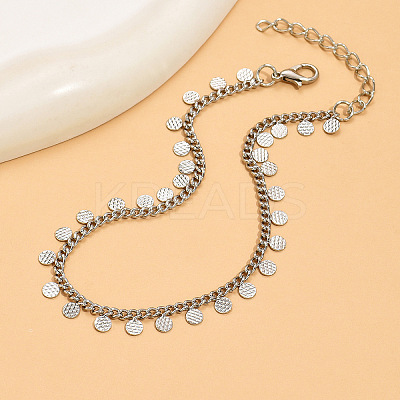 Bohemian Style Alloy Coin Tassel Twisted Chain Anklets WG47E30-02-1