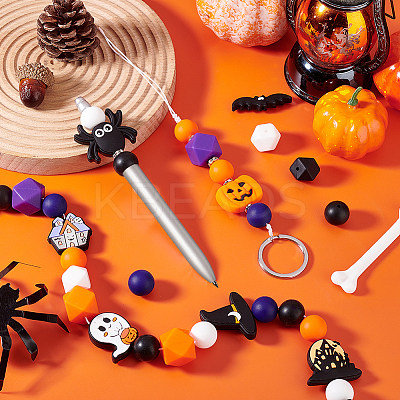 36Pcs 18 Styles Halloween Silicone Beads SIL-PH0001-28-1