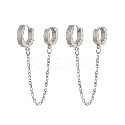 304 Stainless Steel Double Hoop Earrings LS-MR5032-1