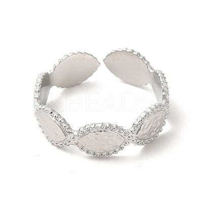 Non-Tarnish 304 Stainless Steel Horse Eye Open Cuff Ring for Women RJEW-E063-26P-1