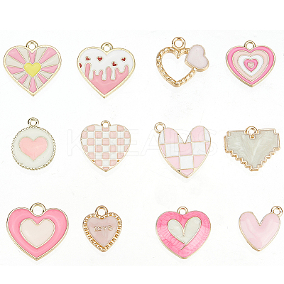 48Pcs 12 Styles Alloy Enamel Pendants ENAM-SC0007-73-1