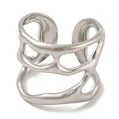 Non-Tarnish 304 Stainless Steel Open Cuff Ring RJEW-C067-25P-1
