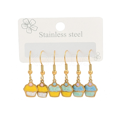 Ocean Series 304 Stainless Steel Enamel Dangle Earrings EJEW-K017-01A-G-1