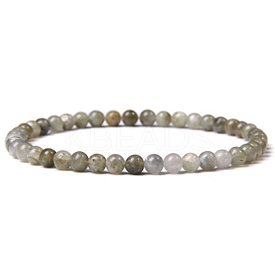 4mm Round Natural Labradorite Beads Bracelet for Men KG3069-19-1
