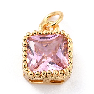Real 18K Gold Plated Brass Inlaid Cubic Zirconia Charms ZIRC-L100-073G-06-1