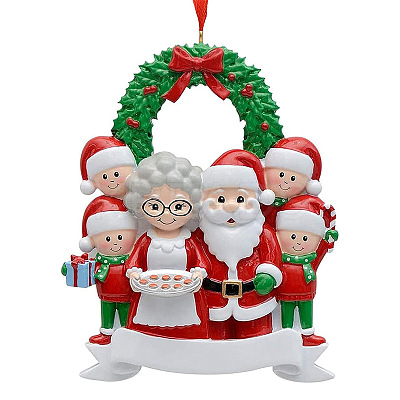 Resin Santa Claus Family Pendant Decorations XMAS-PW0006-04-1