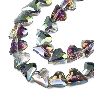 Electroplate Transparent Glass Beads Strands EGLA-N002-44-08-1