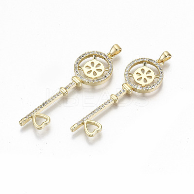 Brass Micro Pave Clear Cubic Zirconia Pendants KK-T062-27G-NF-1