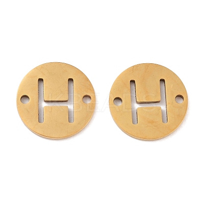 PVD Vacuum Plating 201 Stainless Steel Hollow Flat Round Links FIND-R149-03H-G-1