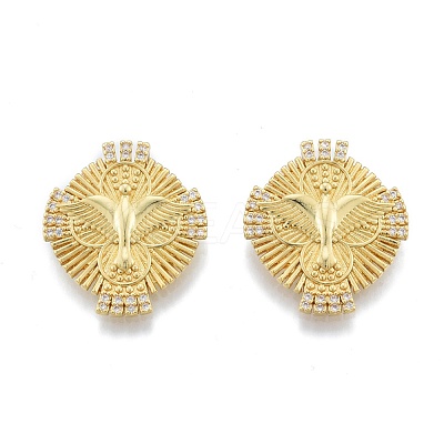Brass Micro Pave Clear Cubic Zirconia Pendants KK-G431-16G-1