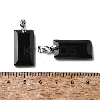 Natural Obsidian Faceted Pendants G-U031-04P-02-1