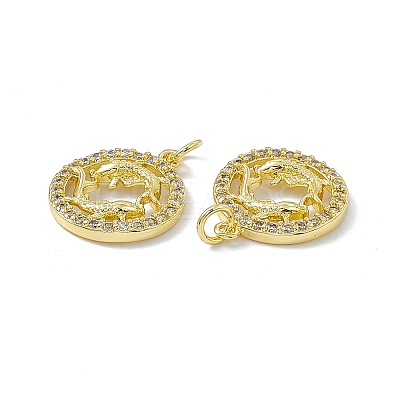 Real 18K Gold Plated Brass Micro Pave Clear Cubic Zirconia Pendants KK-E068-VB409-12-1