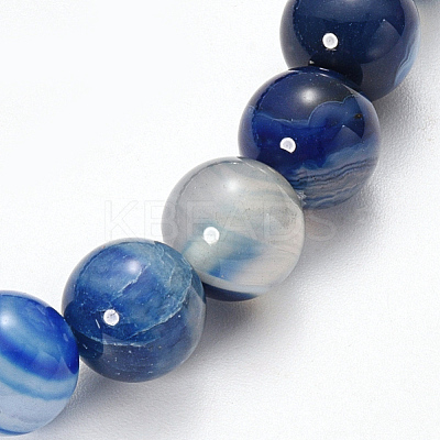 Natural Striped Agate/Banded Agate Beaded Stretch Bracelets BJEW-Q692-03E-1