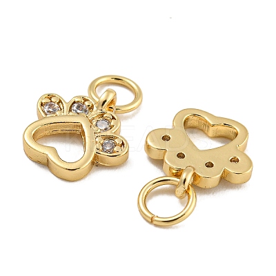 Rack Plating Brass Micro Pave Clear Cubic Zirconia Charms KK-U030-07G-1