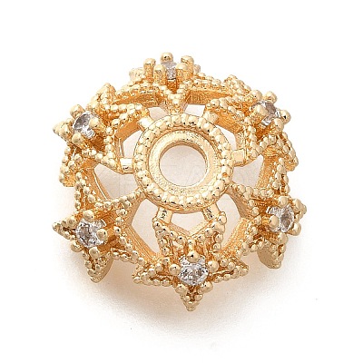 Rack Plating Brass Micro Pave Clear Cubic Zirconia Bead Caps KK-H508-25B-KCG-1