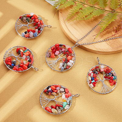 Tree of Life Gemstone Big Pendants G-PH0001-04A-1
