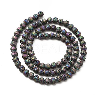 Electroplated Natural Lava Rock Beads Strands G-G984-17E-1