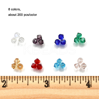 8 Colors Imitate Austrian Crystal Electroplate Bicone Glass Bead Strands GLAA-FP0001-32-1