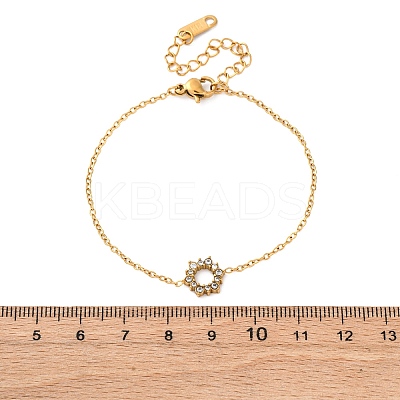 Sunflower 304 Stainless Steel Link Bracelets for Women BJEW-R027-01G-1