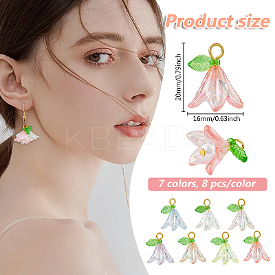 56Pcs 7 Colors Acrylic Pendants PALLOY-DC00026-1