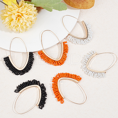 3 Pairs 3 Colors Glass Seed Woven Beads Hoop Earrings EJEW-AN0003-74-1